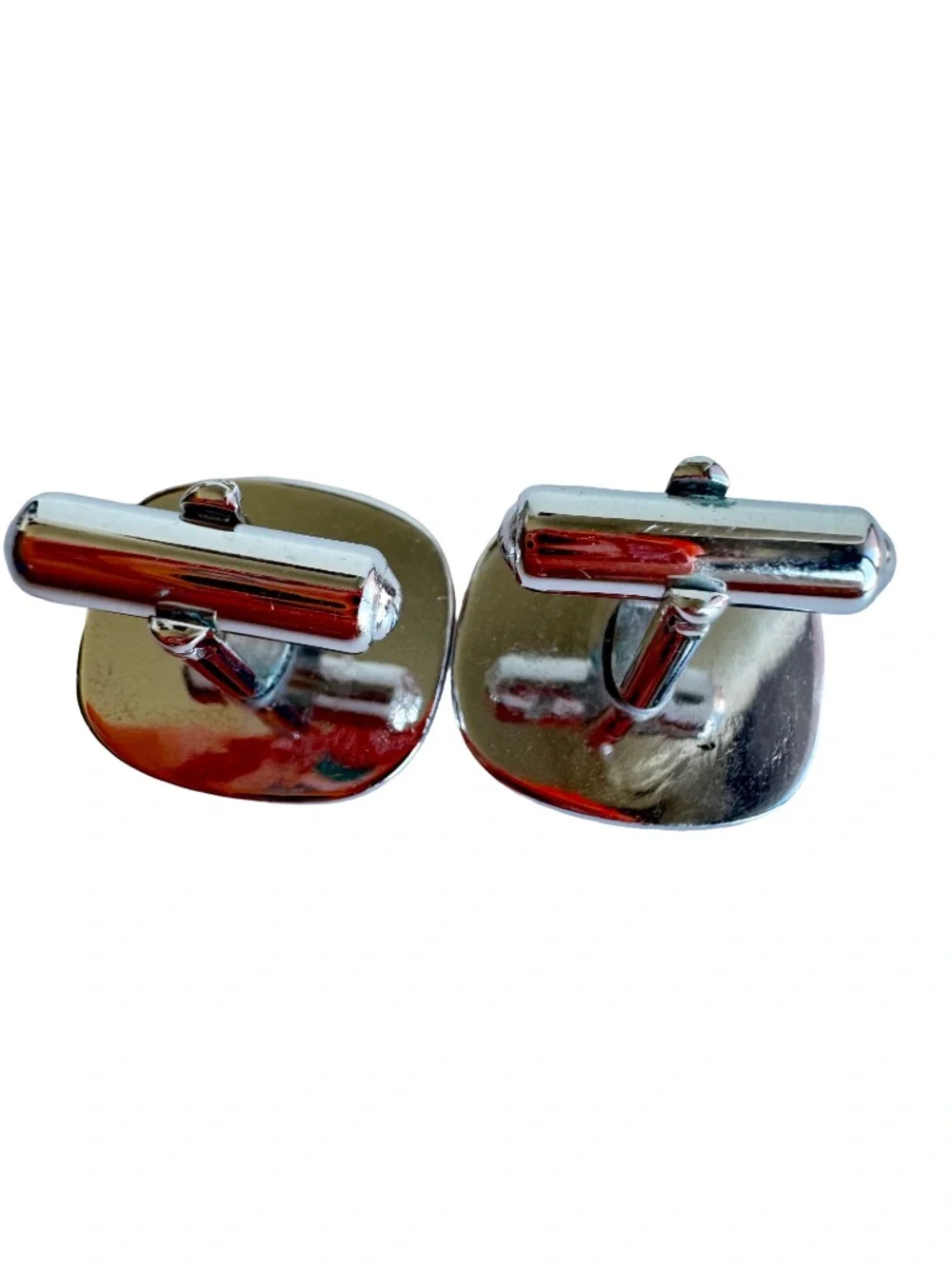 Japanese Cloisonne Cufflinks Purple Enamel Silver Tone Vintage Mens Formalwear